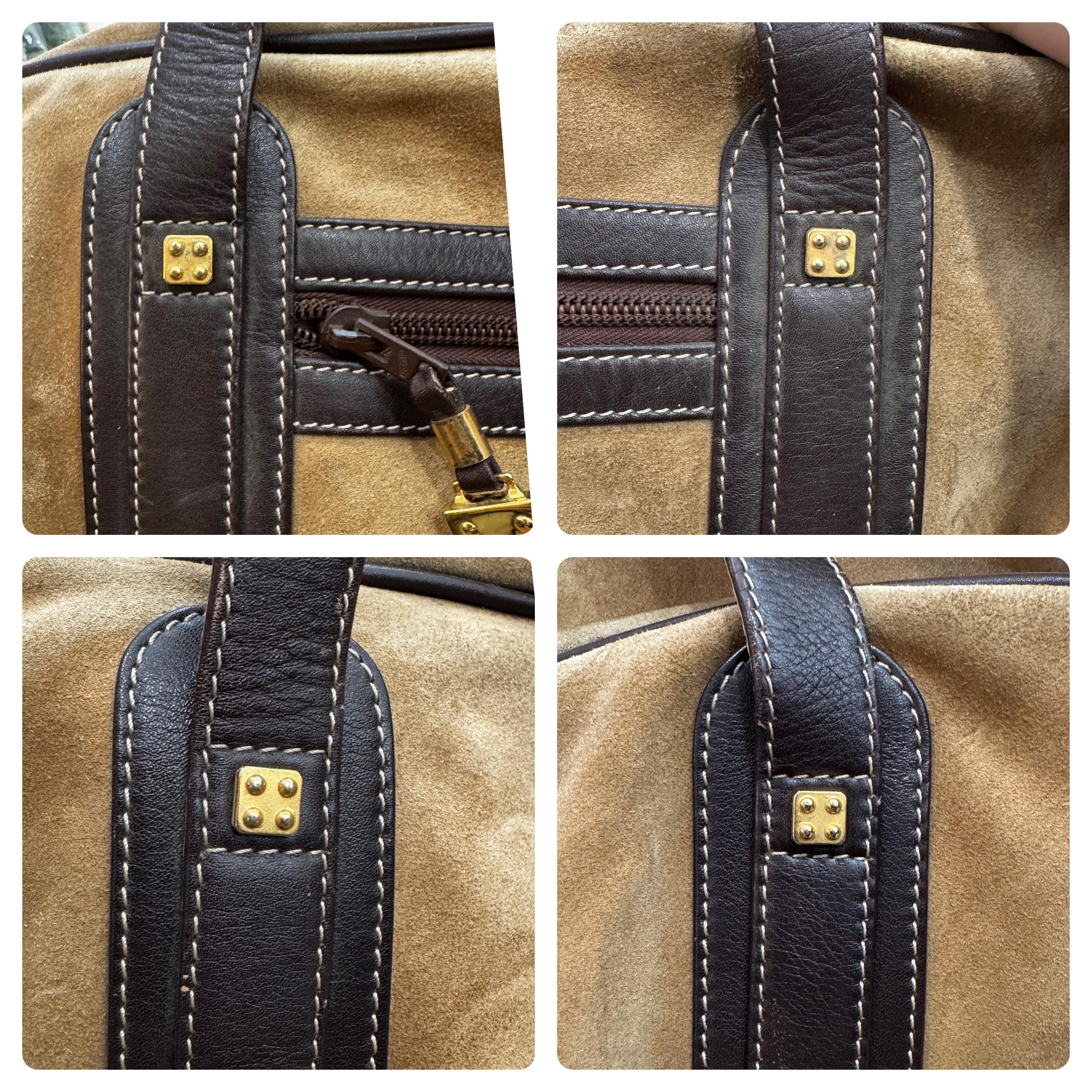 Vintage LOEWE Wildleder Anagramm Boston Tasche 55 Brown XL 6