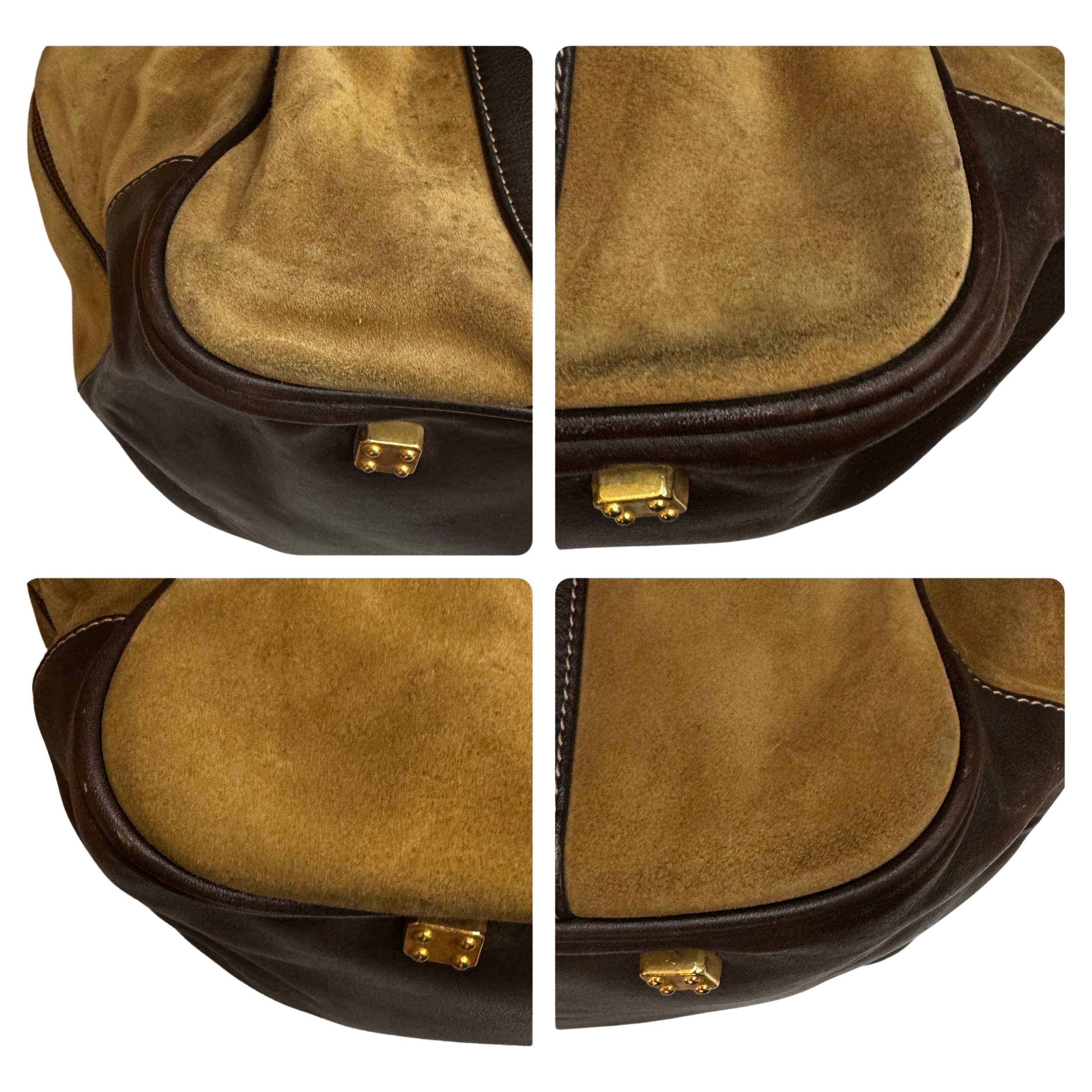 Vintage LOEWE Wildleder Anagramm Boston Tasche 55 Brown XL im Zustand „Gut“ in Bangkok, TH