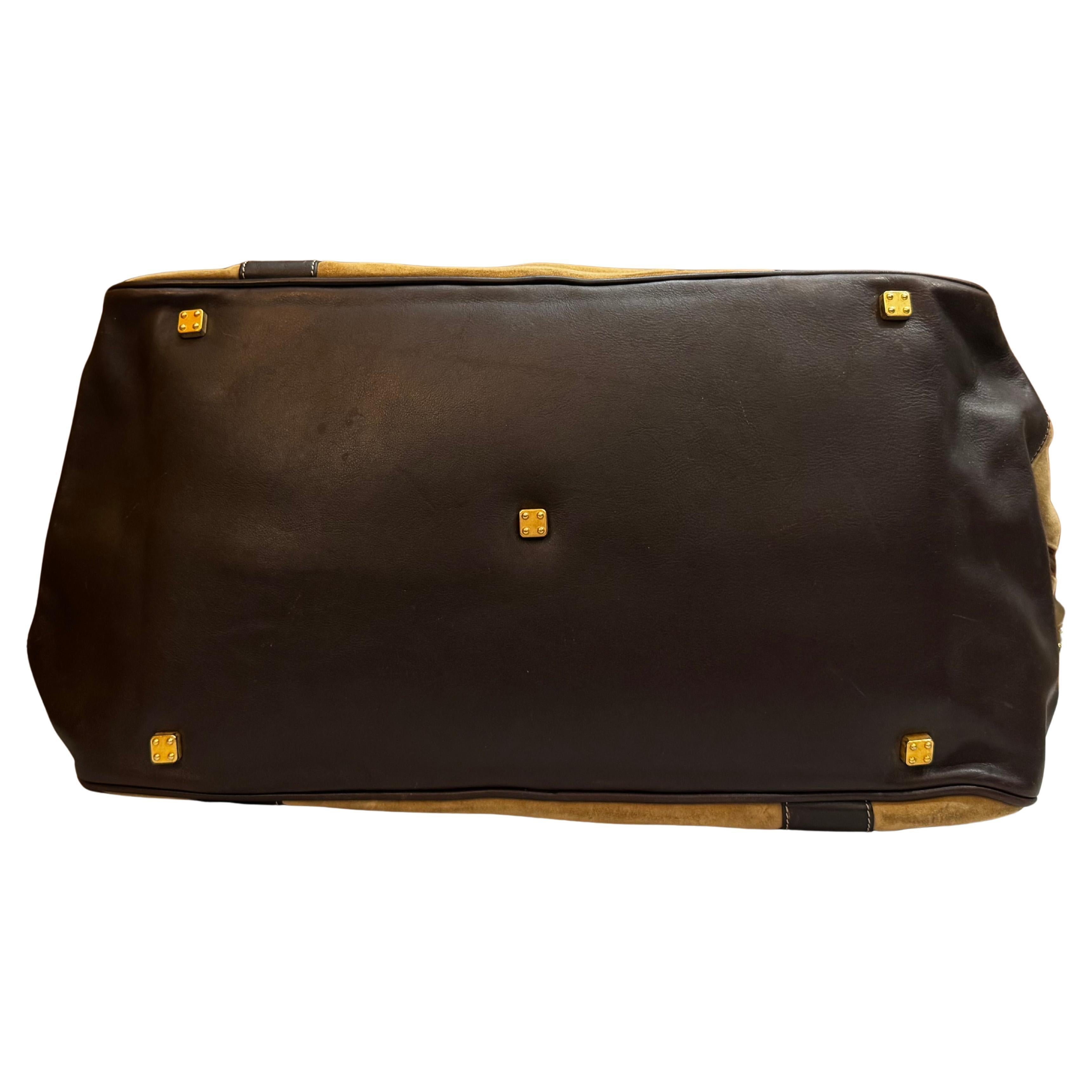 Vintage LOEWE Wildleder Anagramm Boston Tasche 55 Brown XL 2