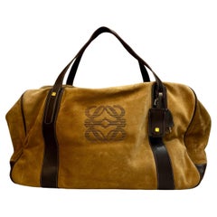Bolso Vintage LOEWE Suede Anagram Boston 55 Marrón XL