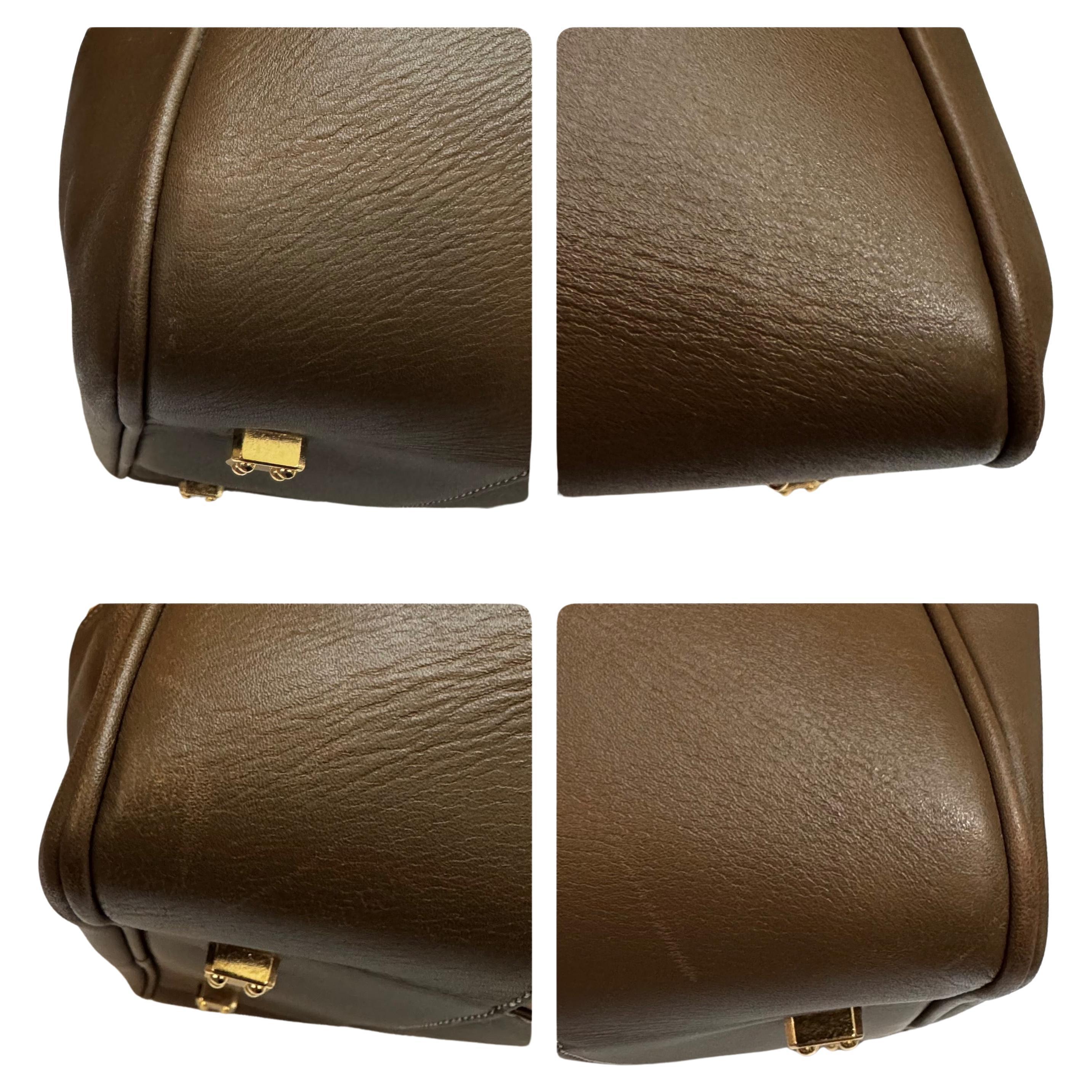 Vintage LOEWE Leather Anagram Boston Bag Mustard Unisex XL 3
