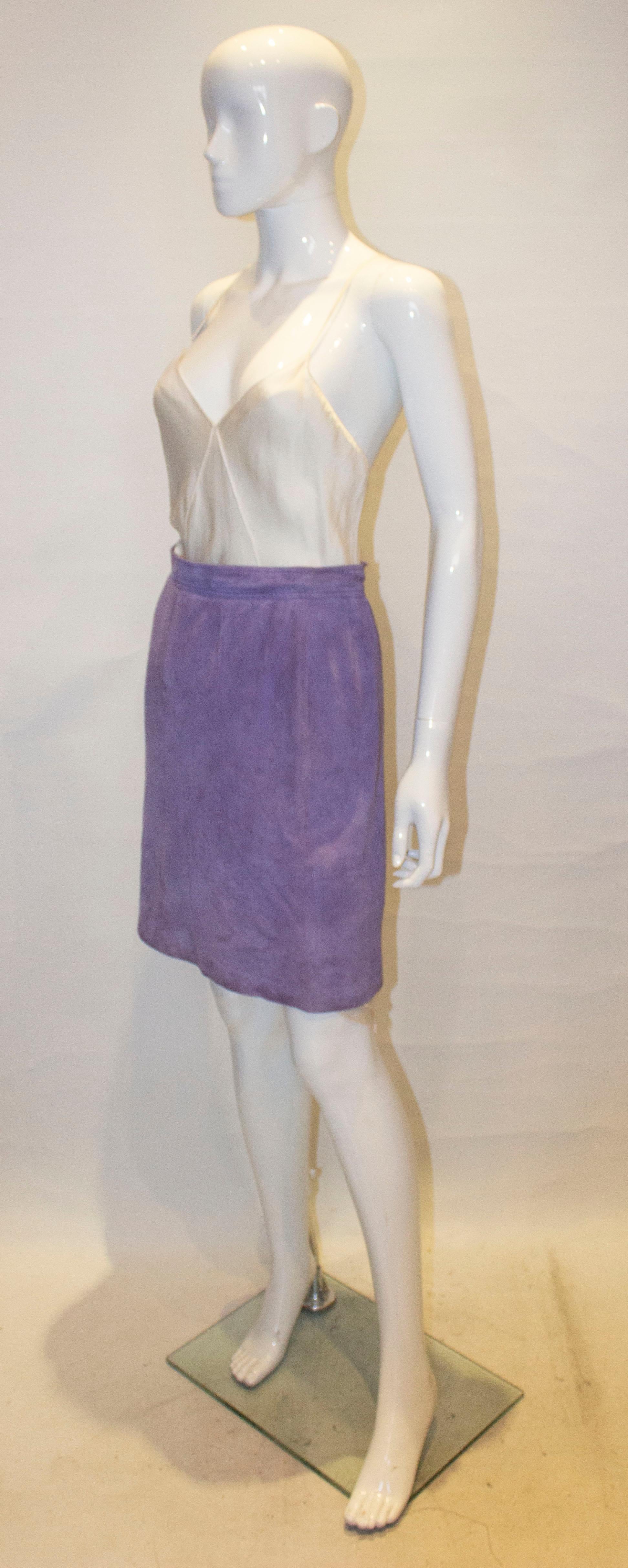 Gray Vintage Loewe Lilac Suede Skirt For Sale