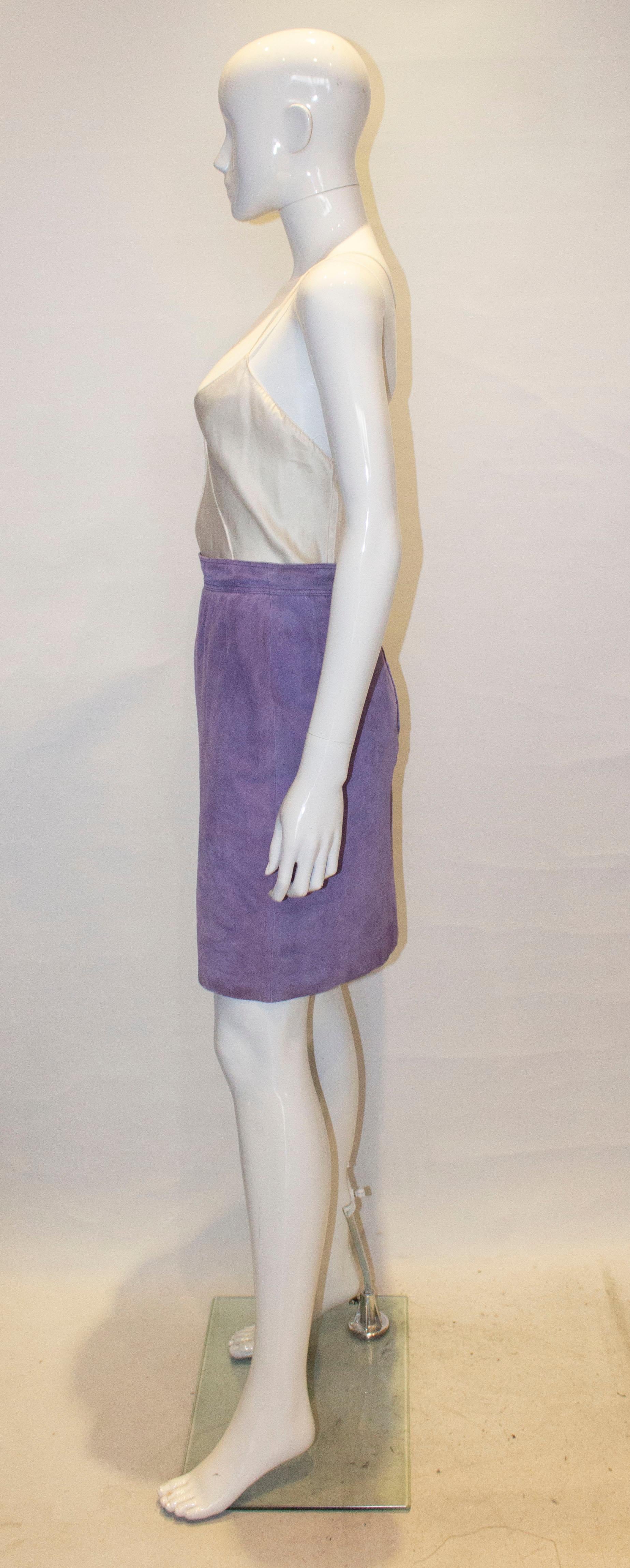 Women's Vintage Loewe Lilac Suede Skirt For Sale