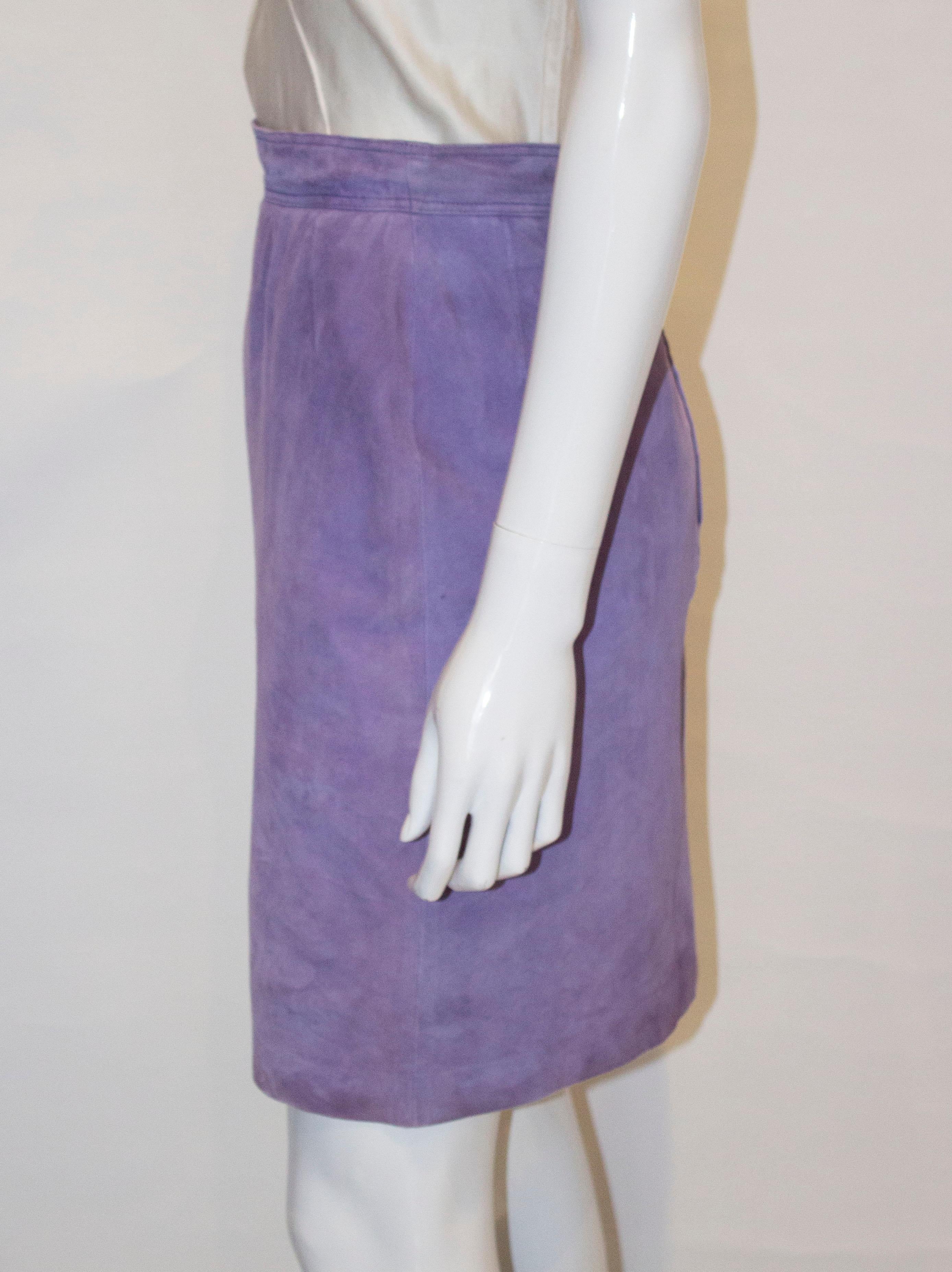 Vintage Loewe Lilac Suede Skirt For Sale 1