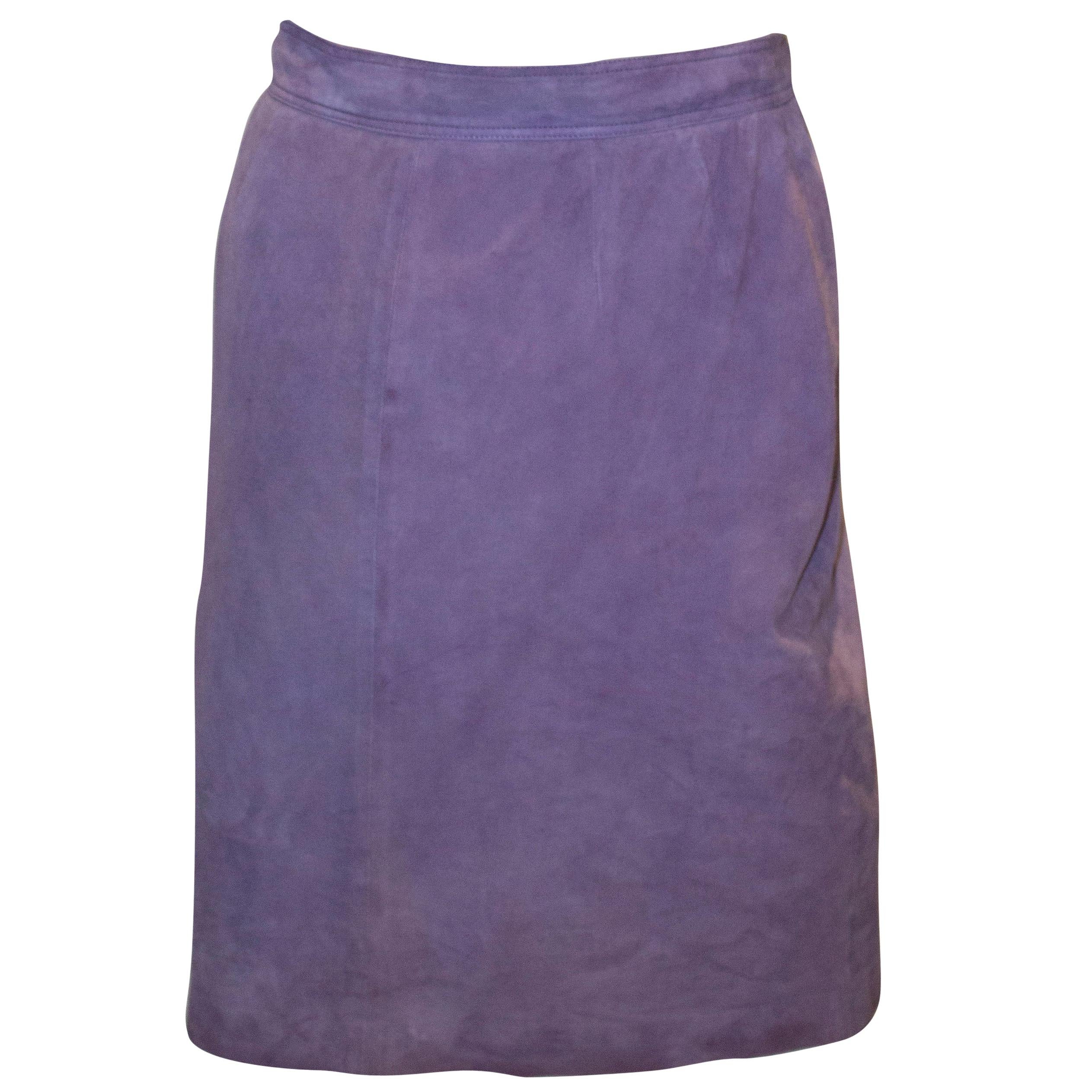 Vintage Loewe Lilac Suede Skirt For Sale