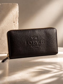 Vintage Loewe Madrid 1846 Brown Textured Leather Zip-Around Wallet