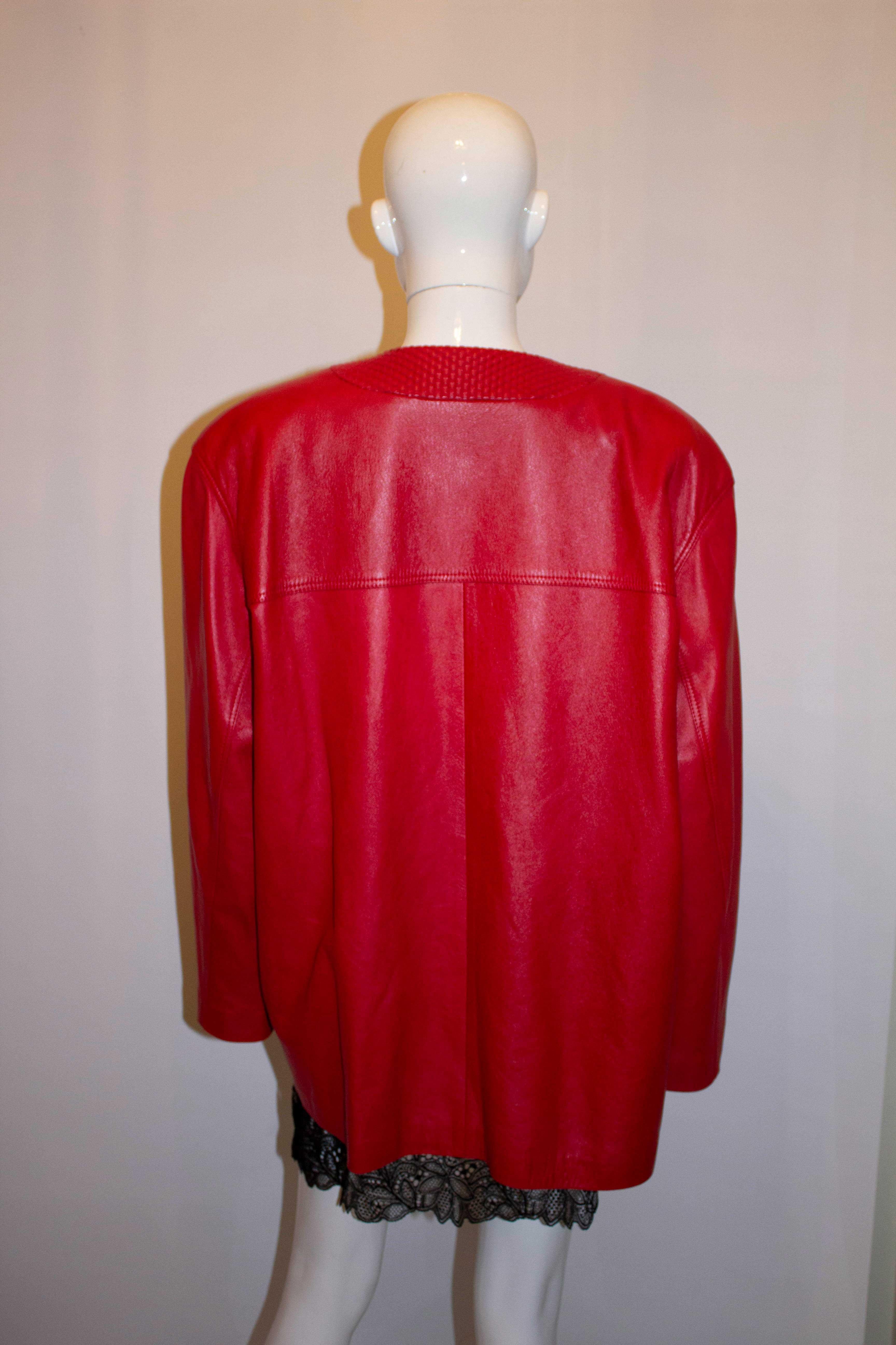 Women's or Men's Vintage Loewe Red Leather jacket For Sale