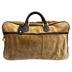 Vintage LOEWE Suede Anagram Boston Bag 50 Brown XL