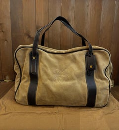 Vintage LOEWE Suede Anagram Boston Bag 55 Brown XL