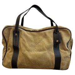 Vintage LOEWE Suede Anagram Boston Bag 55 Brown XL