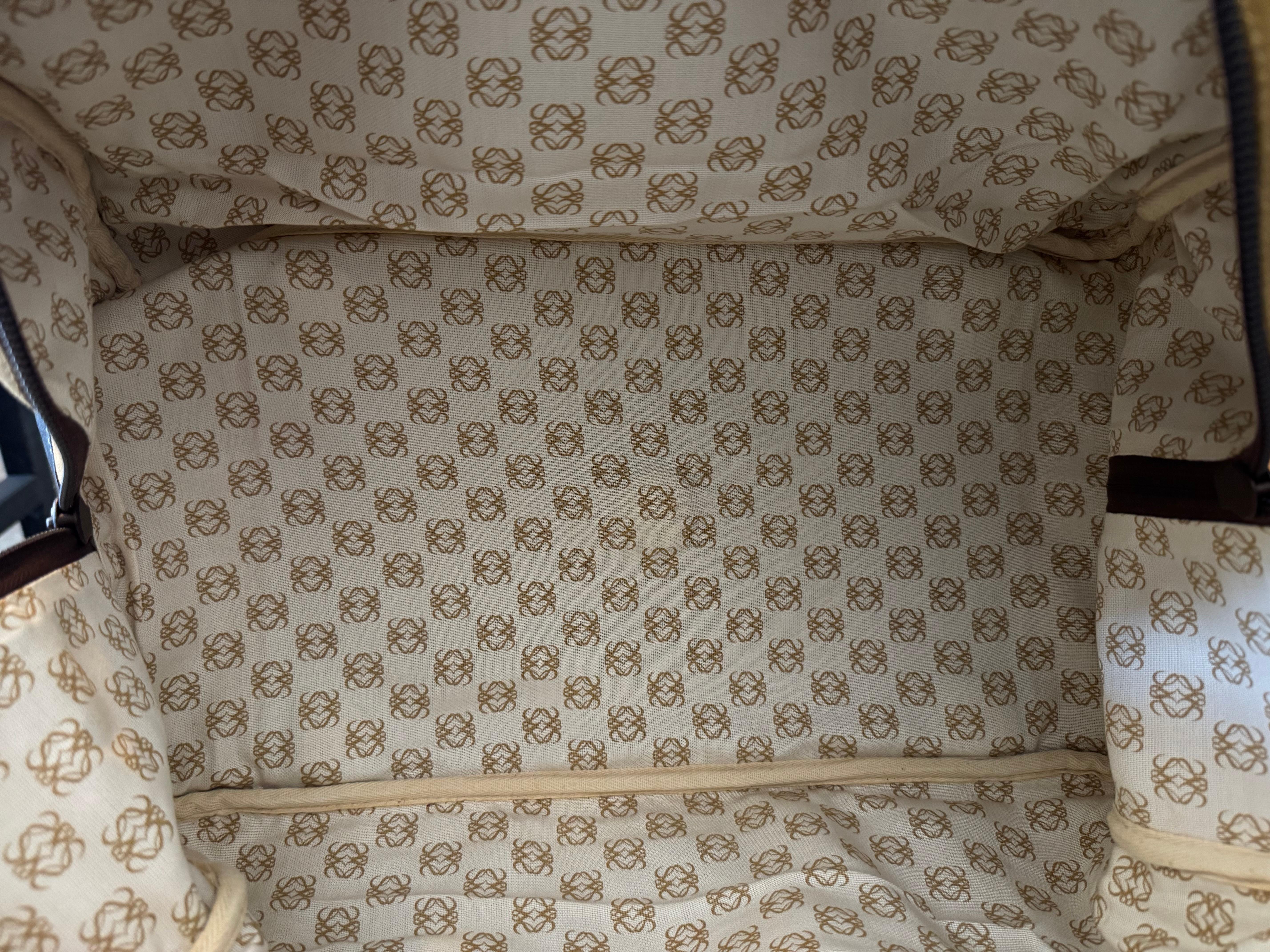 Vintage LOEWE Suede Anagram Boston Bag Calfskin Unisex 45 8