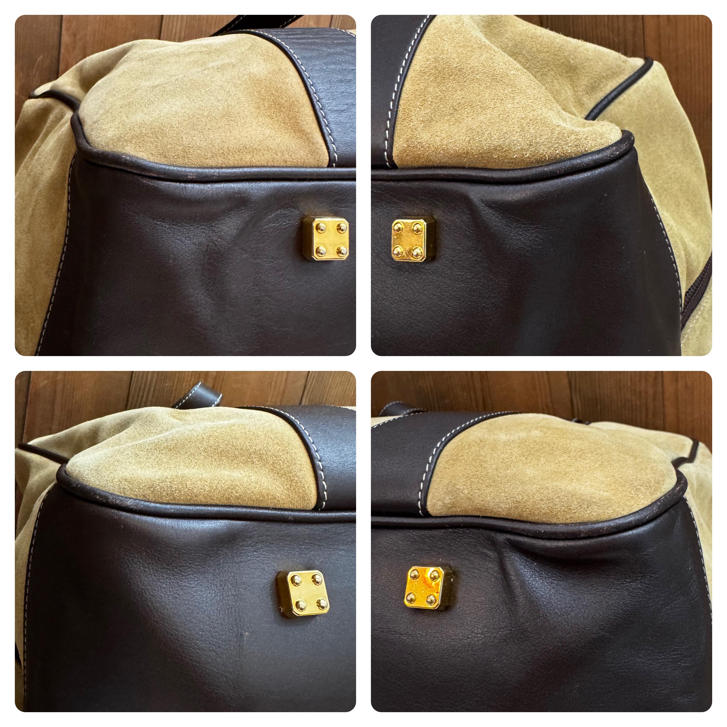 Vintage LOEWE Suede Anagram Boston Bag Calfskin Unisex 45 1