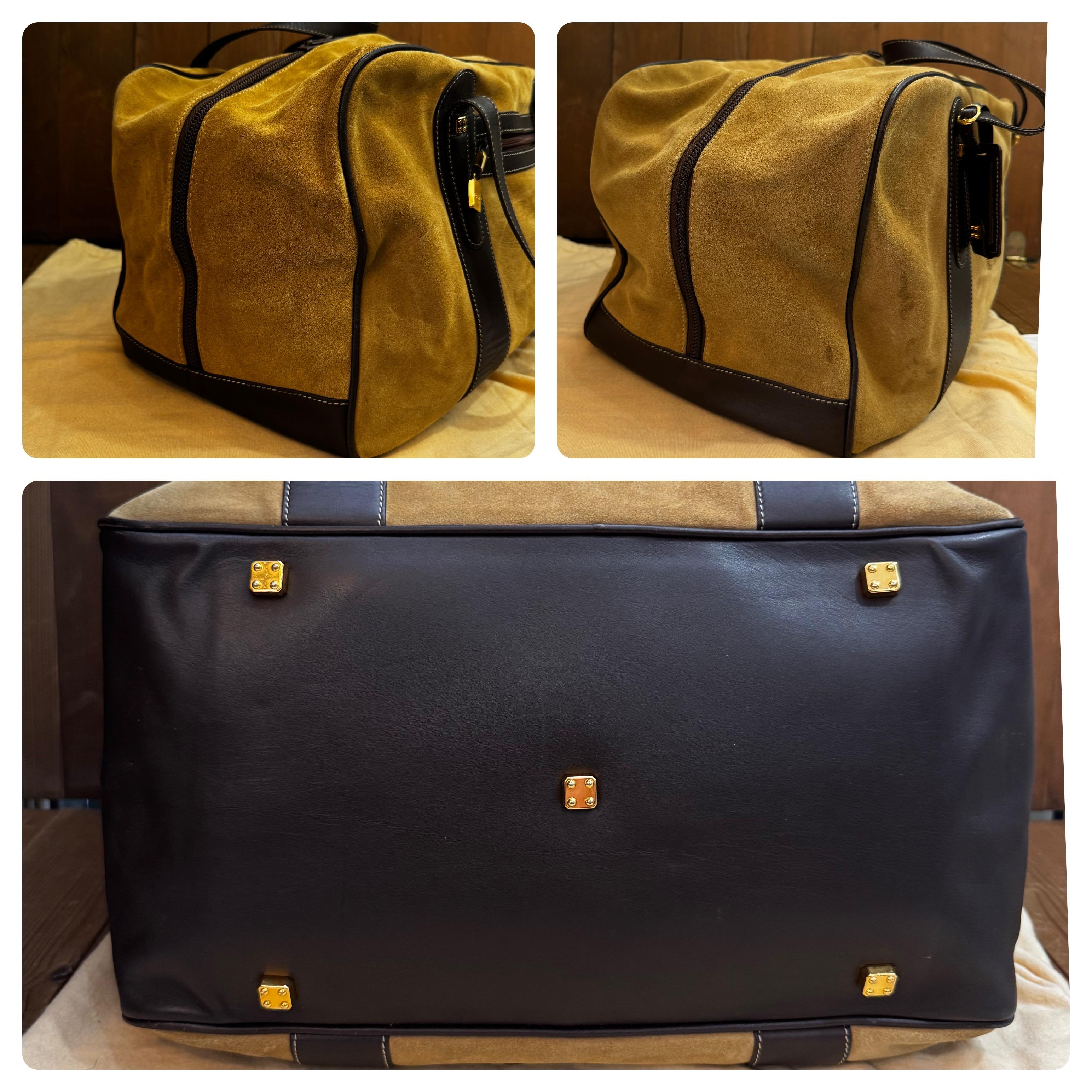 Vintage LOEWE Suede Anagram Boston Bag Calfskin Unisex 45 2