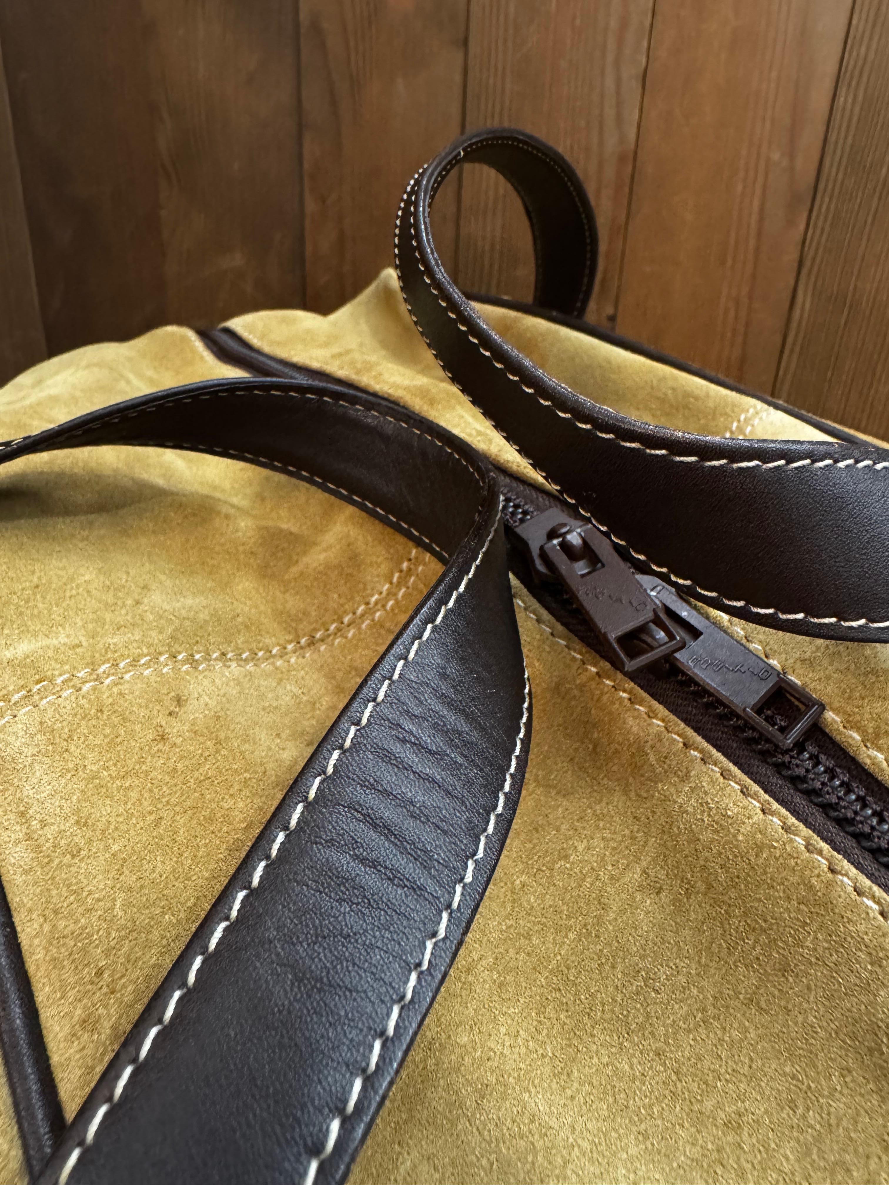 Vintage LOEWE Suede Anagram Boston Bag Calfskin Unisex 45 5