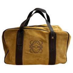 Vintage LOEWE Suede Anagram Boston Bag Calfskin Unisex 45