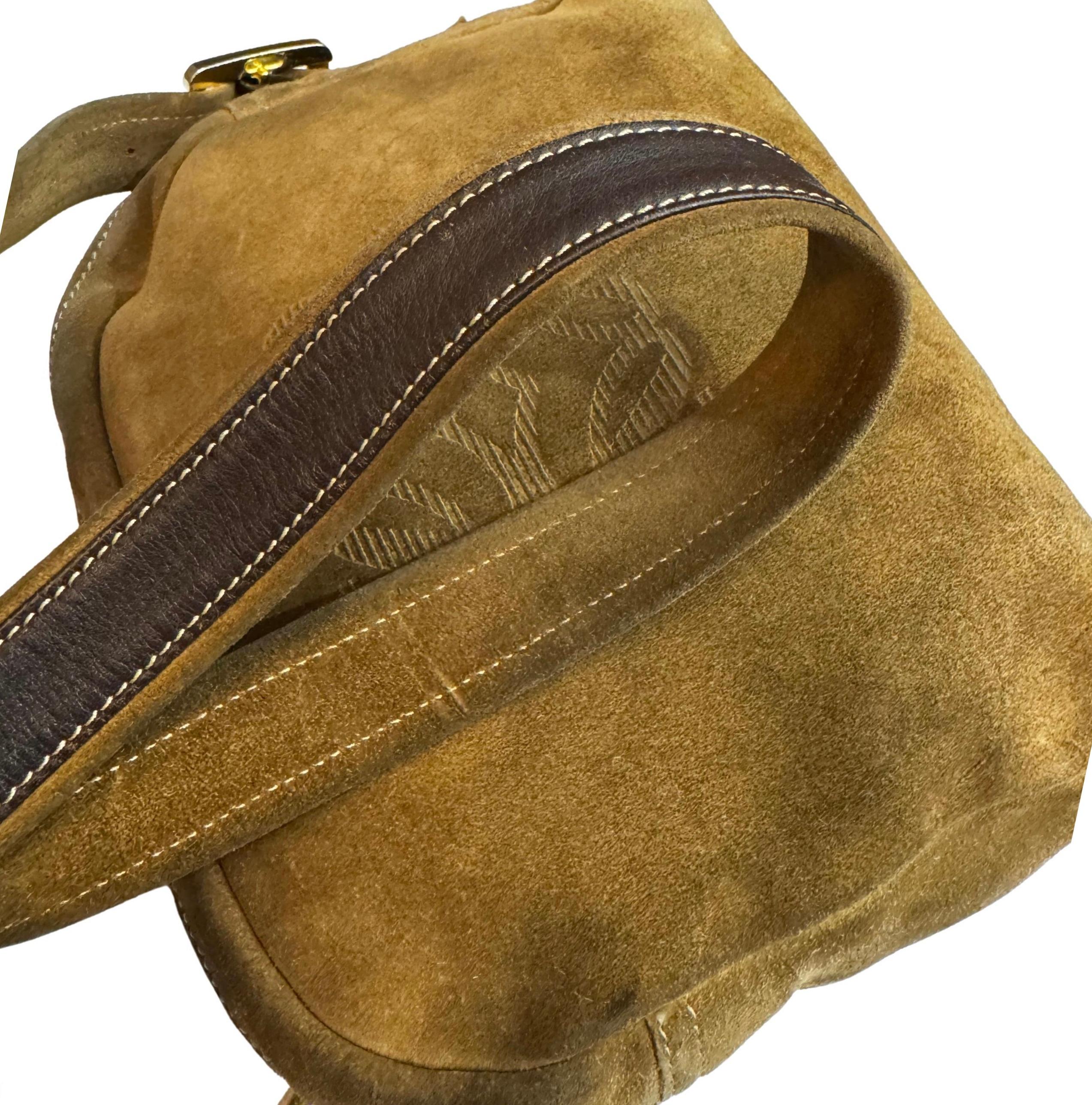 Vintage LOEWE Suede Anagram Camera Bag Brown Unisex Unisexe en vente