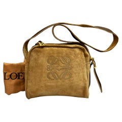 Vintage LOEWE Suede Anagram Camera Bag Brown Unisex