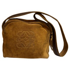 Vintage LOEWE Suede Anagram Camera Bag Brown Unisex