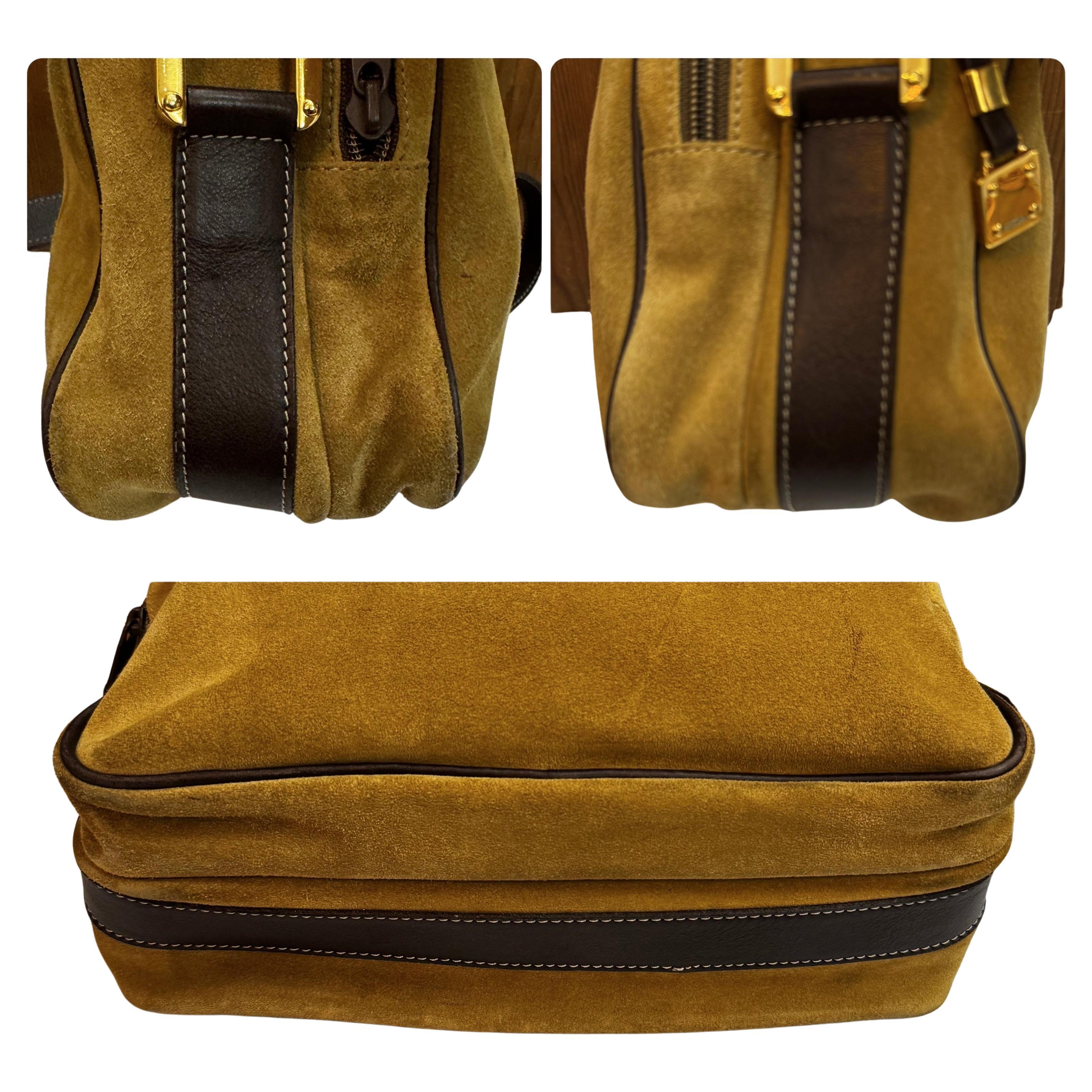 Vintage LOEWE Bolsa Cámara Anagrama Ante Marrón Unisex Hombre en venta 1