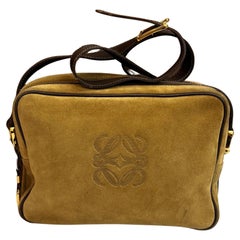 Vintage LOEWE Suede Anagram Camera Bag Brown Unisex Mens