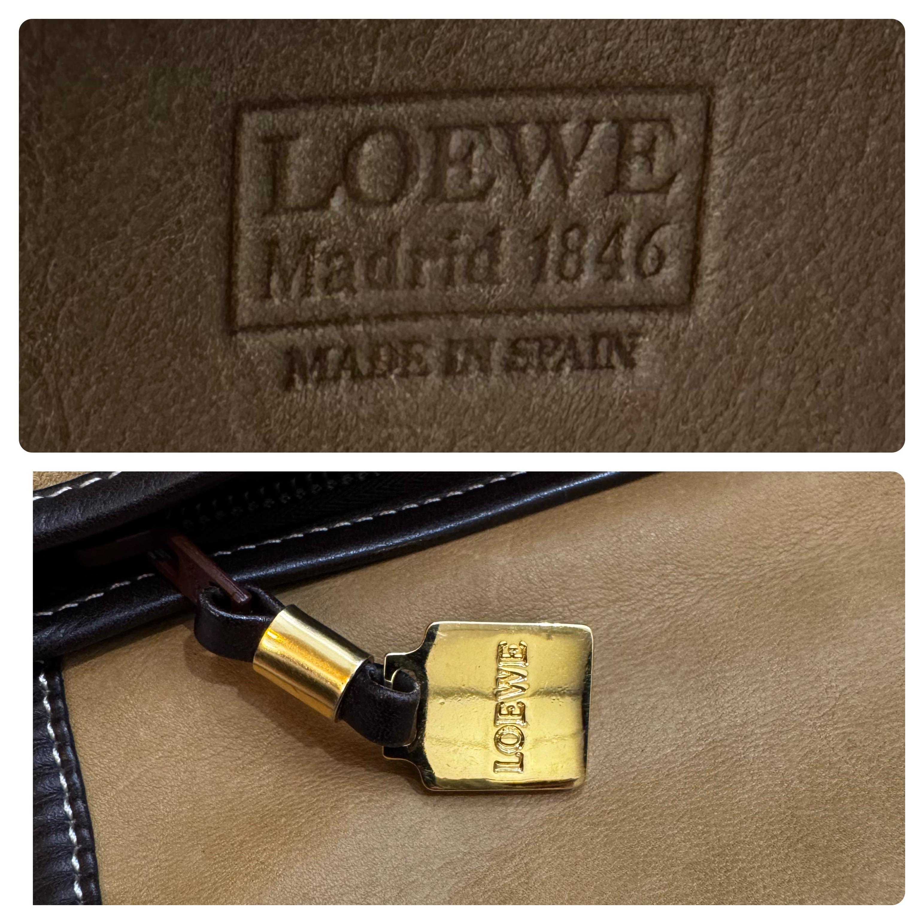 Vintage LOEWE Suede Anagram Mini Flat Crossbody Bag Brown Unisex 3