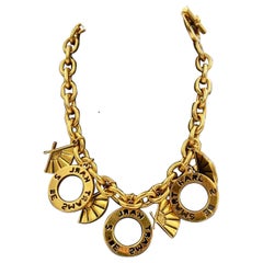 Vintage Logo Fan Multi Charm Karl Lagerfeld Statement Necklace, 1990S
