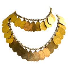 Vintage Lola Prusac Gilt Hammered Heart Necklace