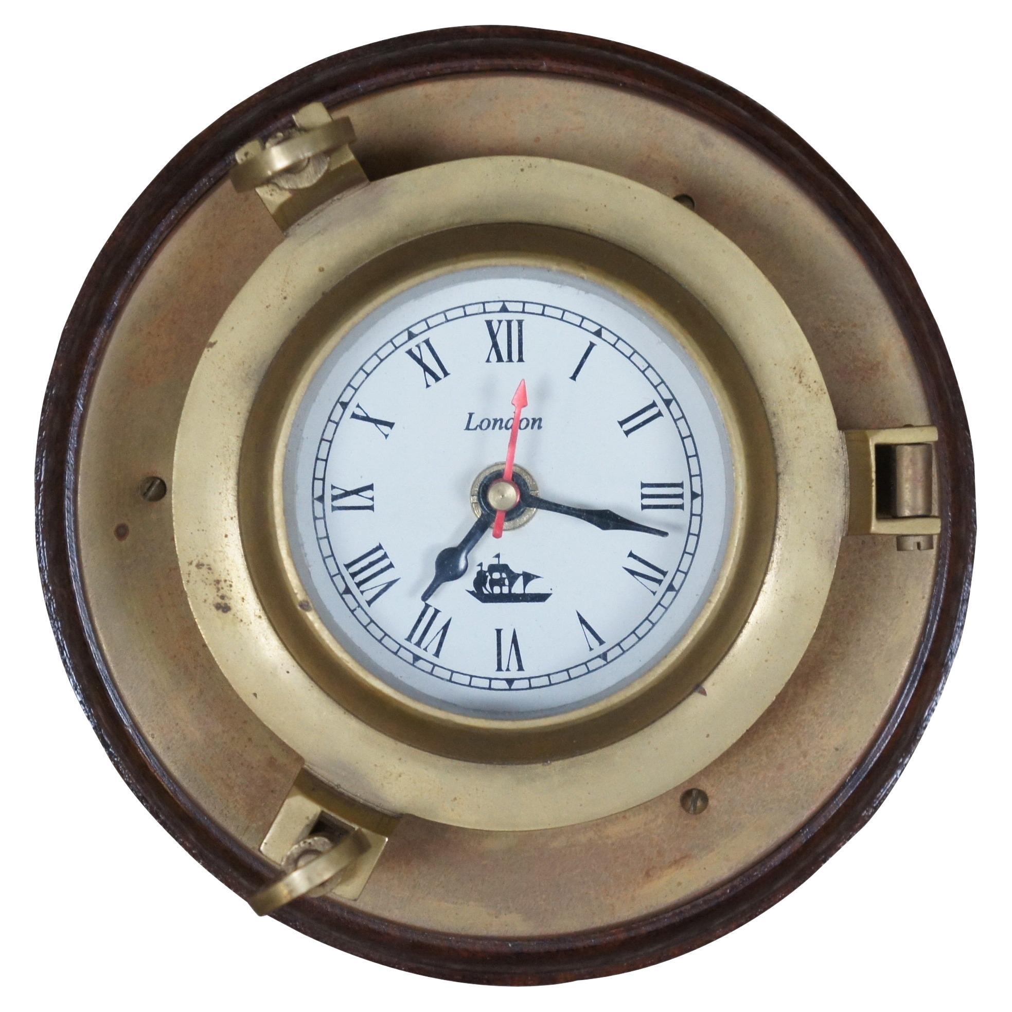 Vintage London Brass Nautical Maritime Ship Porthole Wall Clock 7" For