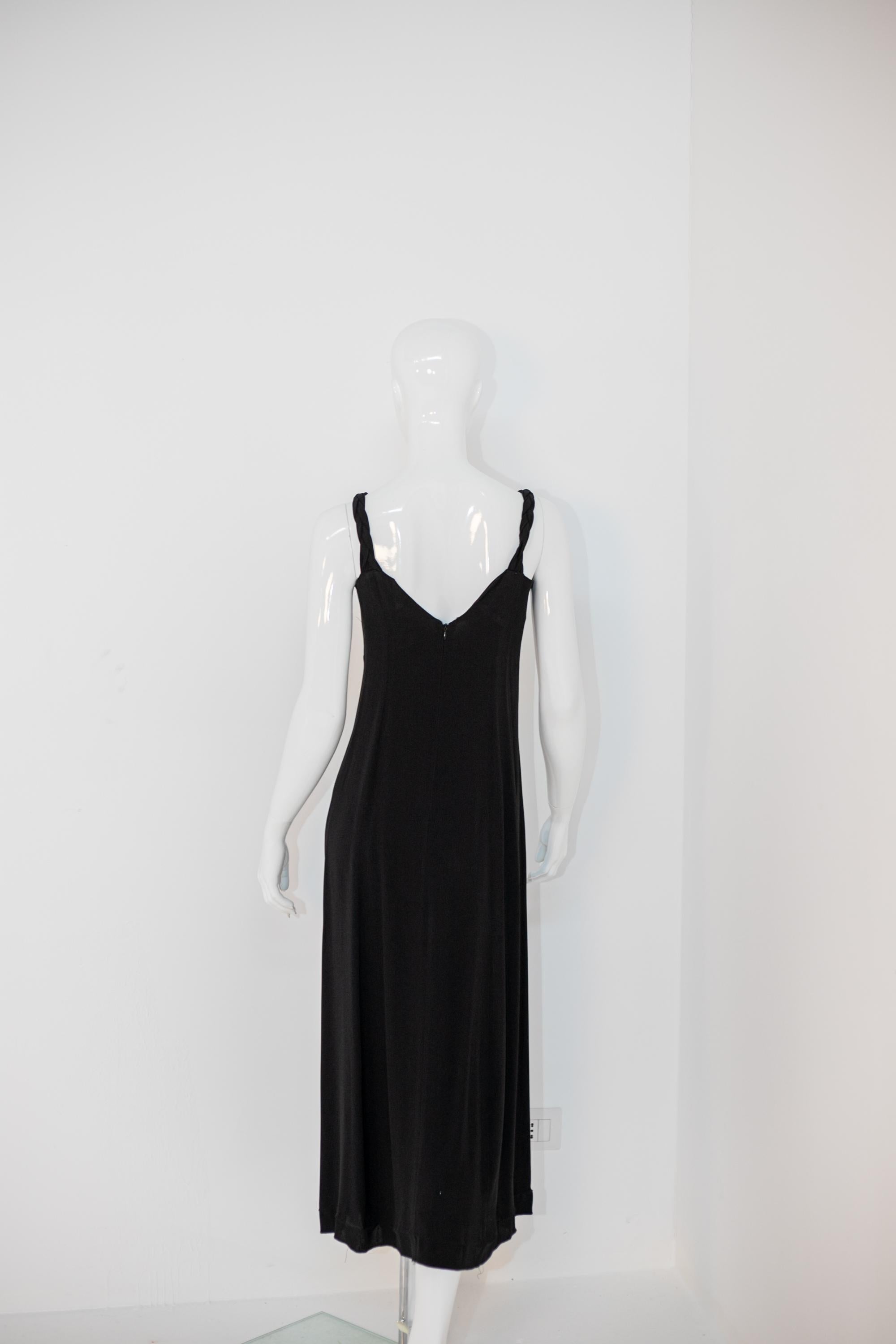 Vintage Long Black Dress with Straps For Sale 4