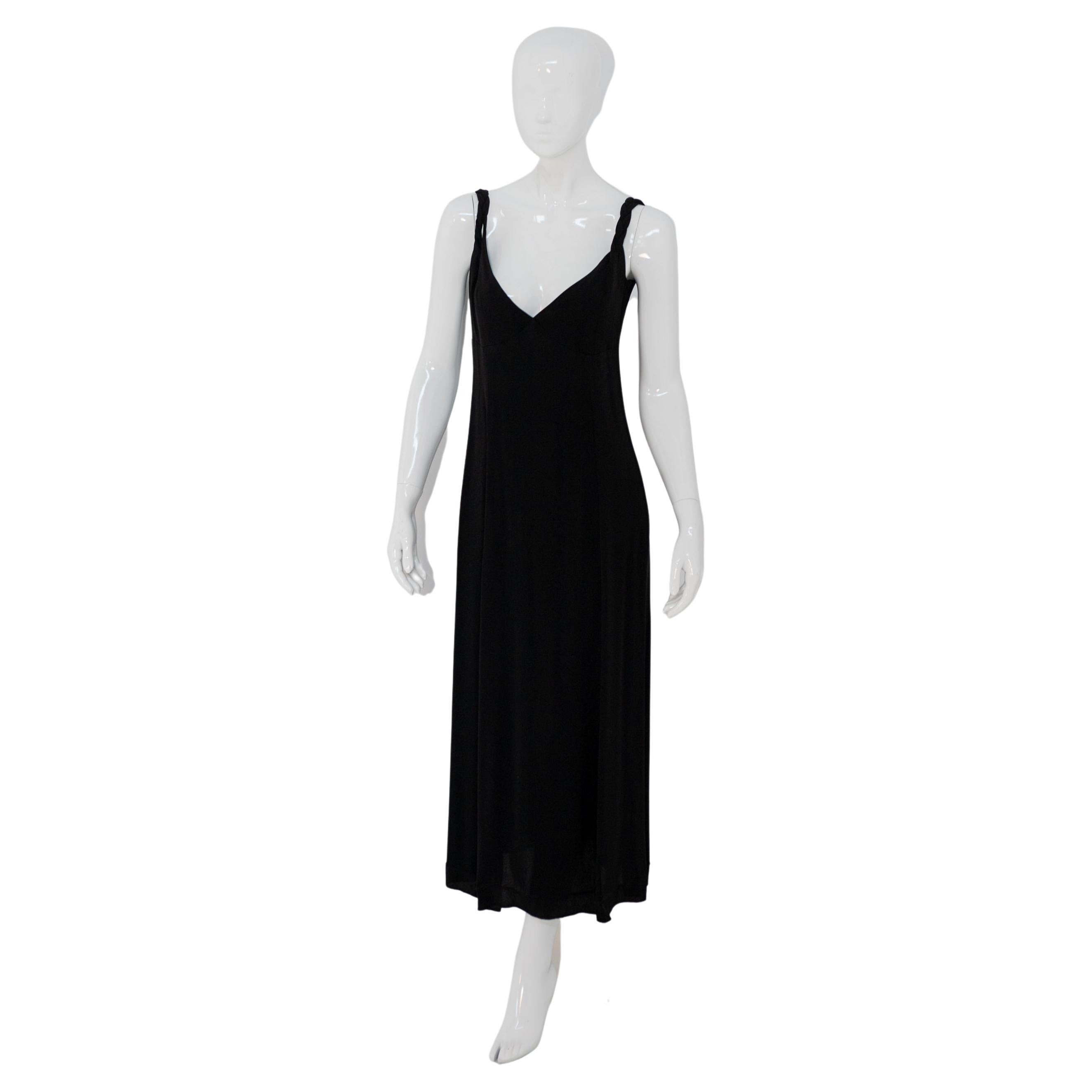 Vintage Long Black Dress with Straps For Sale at 1stDibs