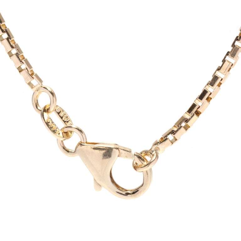 Vintage Long Box Chain, 14K Solid Gold, Lobster Clasp, Medium Box Chain ...