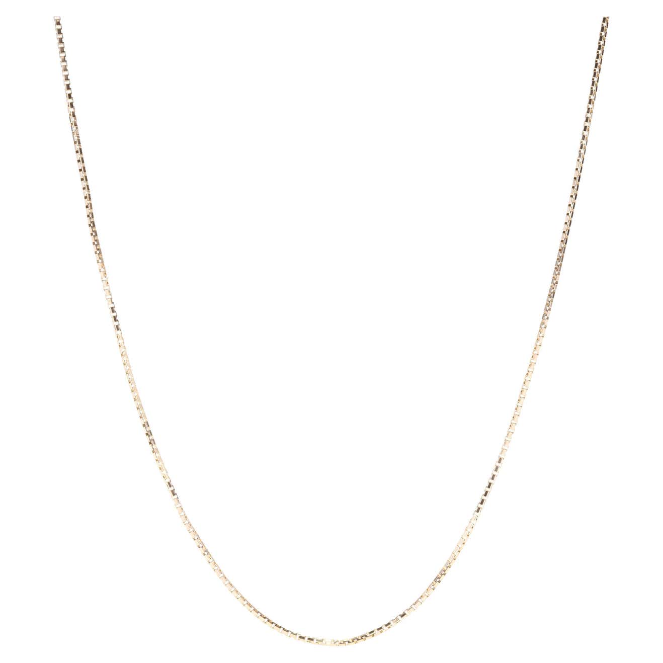 Vintage Long Box Chain, 14K Solid Gold, Lobster Clasp, Medium Box Chain ...