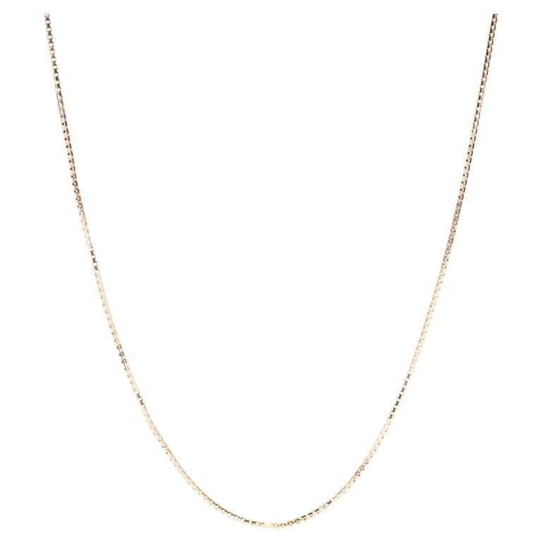Vintage Long Box Chain, 14K Solid Gold, Lobster Clasp, Medium Box Chain ...