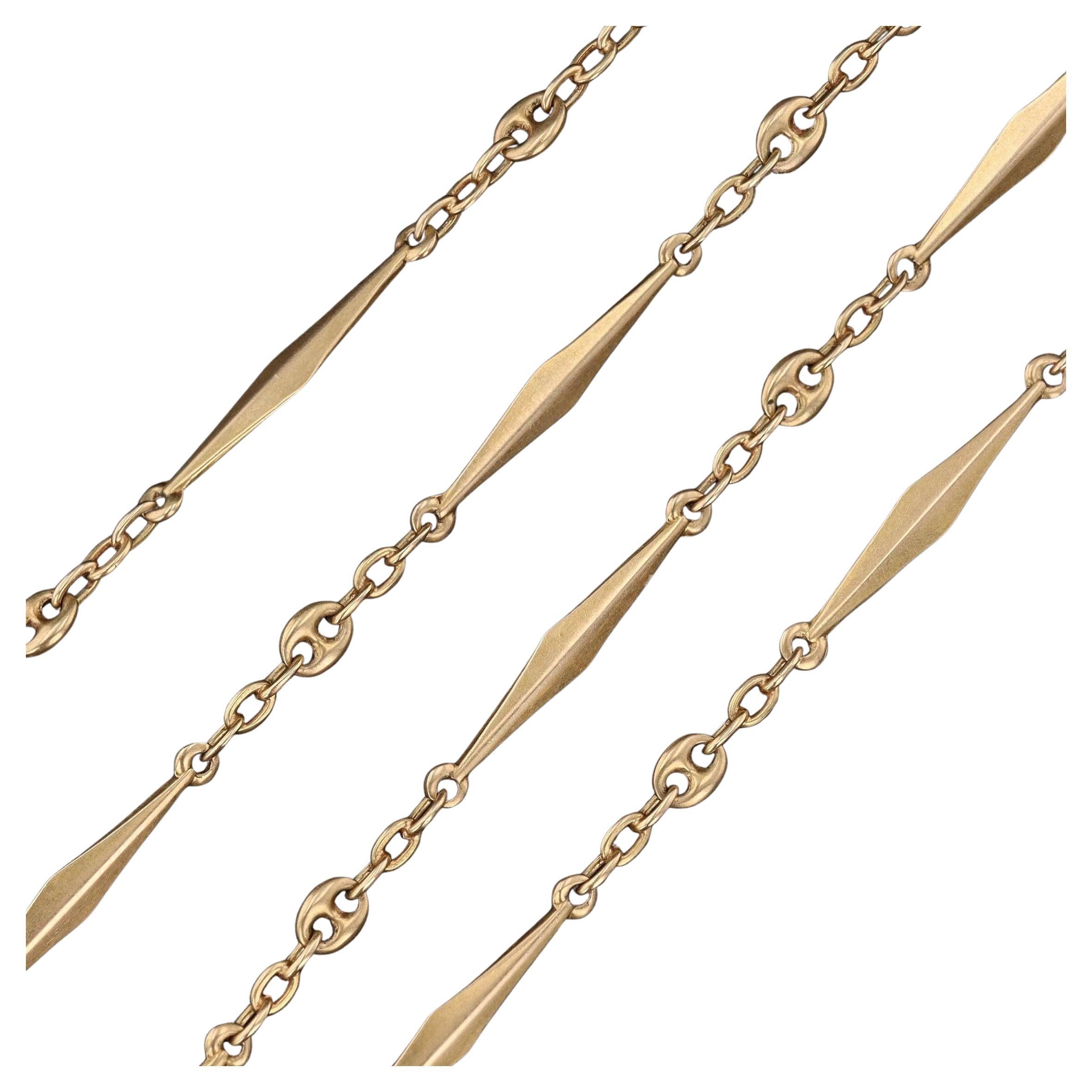 Lange Vintage-Halskette aus 18 Karat Gold mit Kette