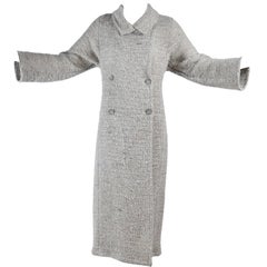 Vintage Long Chanel Coat from Autumn 1999 in Cream Brown & Blue Lesage Tweed