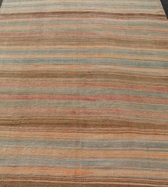 Vintage Long Colorful Kilim Gallery Runner with Stripe Design in Multi Colors