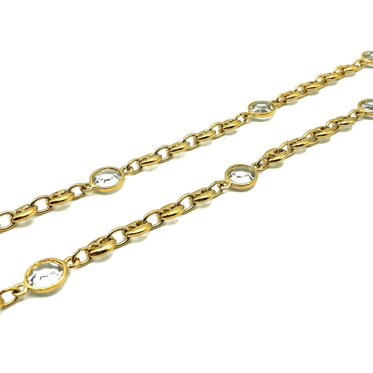 Vintage Long Crystal Mariner Chain 1980s For Sale 1