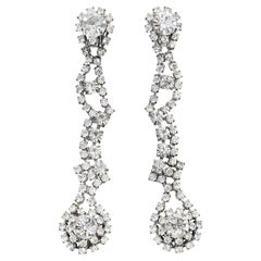 Vintage Long Diamante Earrings Circa 1960s