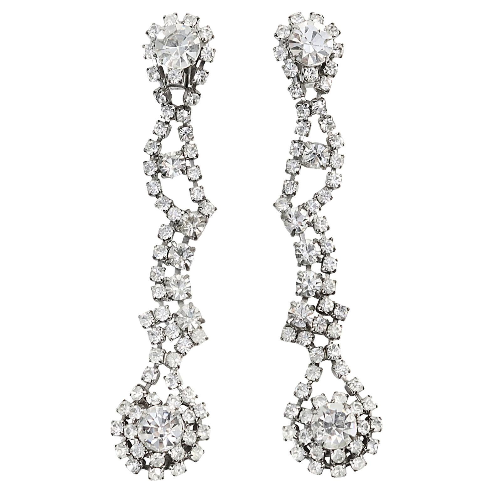 Orecchini lunghi con diamanti vintage, CIRCA 1960