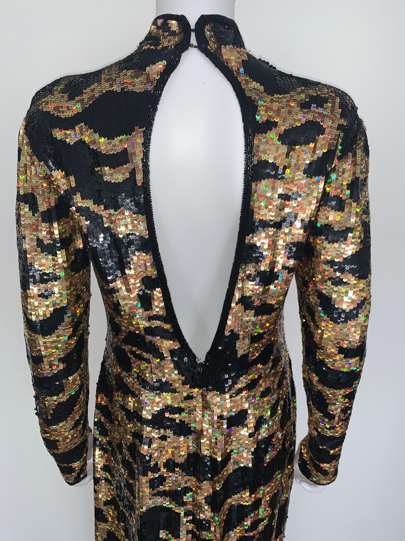 Women's Vintage long dress sequins and print  For Sale