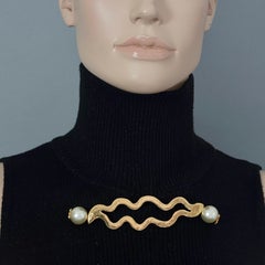 Longue broche vintage édouard RAMBAUD perlée en forme de zigzag