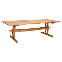 Antique Long Farm Trestle Dining Table from Hungary