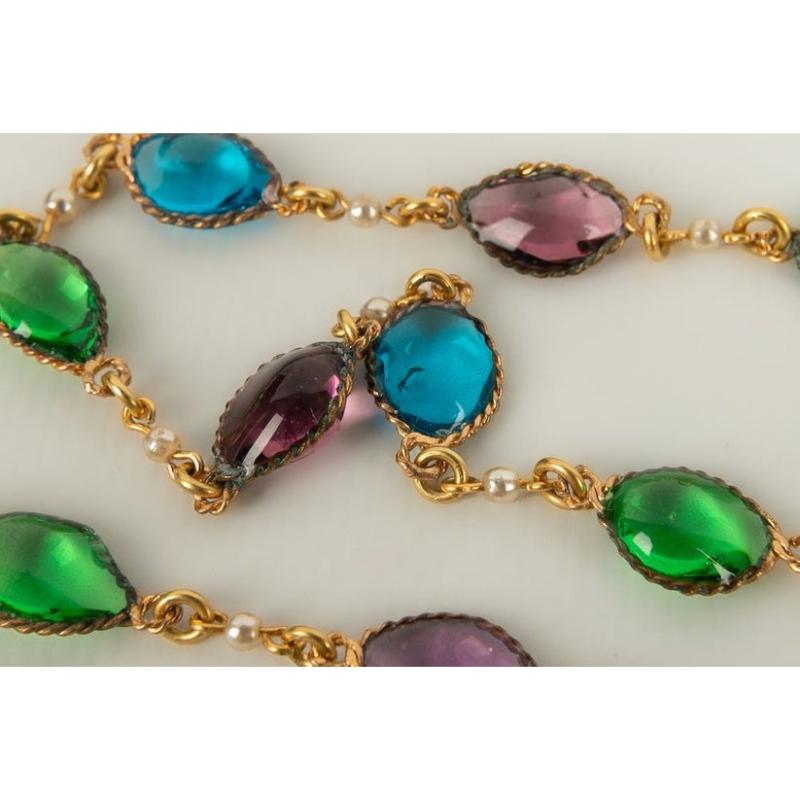 Women's Vintage Long Glass Paste Necklace For Sale