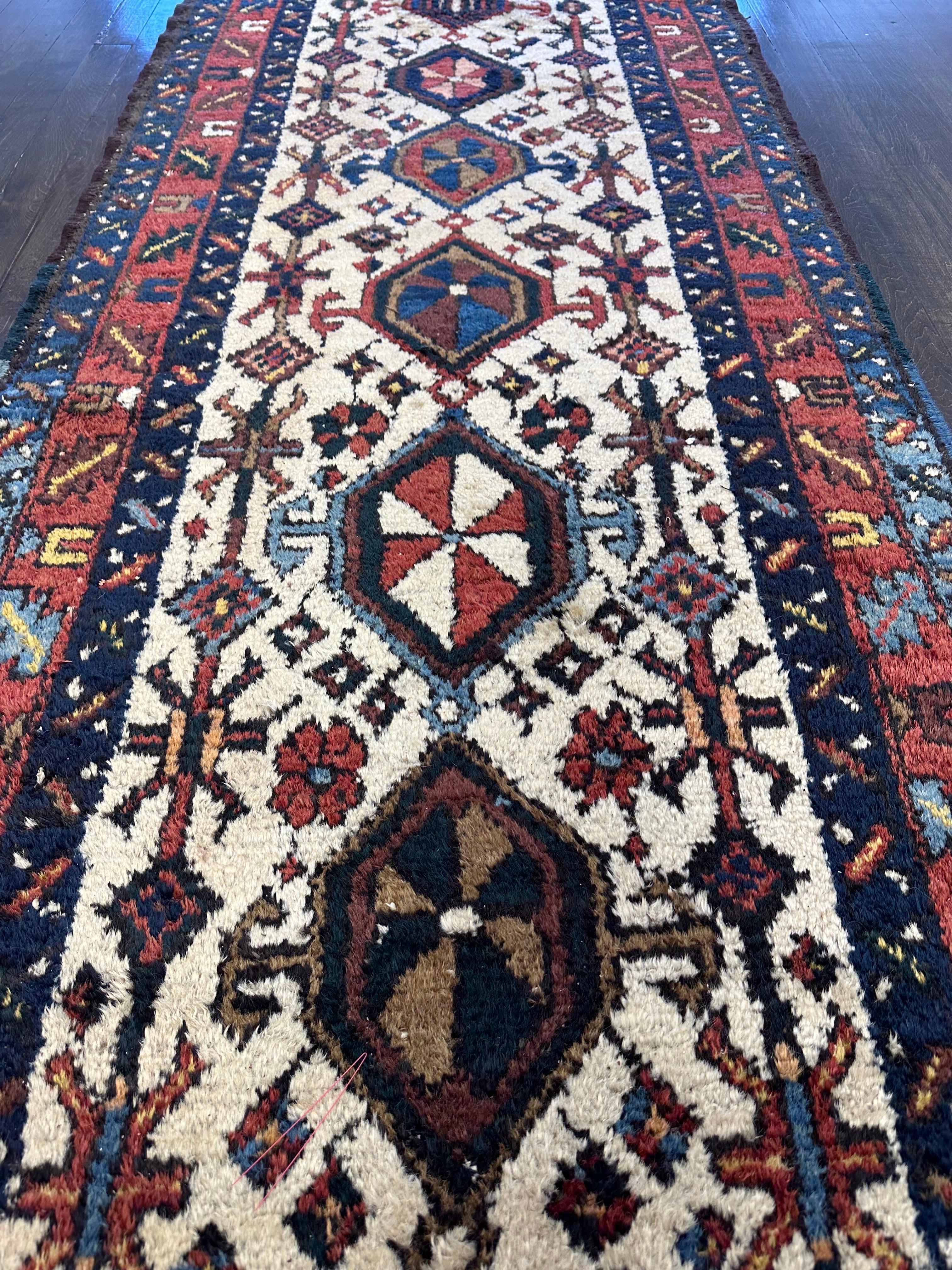 Vintage Long Heriz Rug Runner 2’10x12’5 In Fair Condition For Sale In Morton Grove, IL