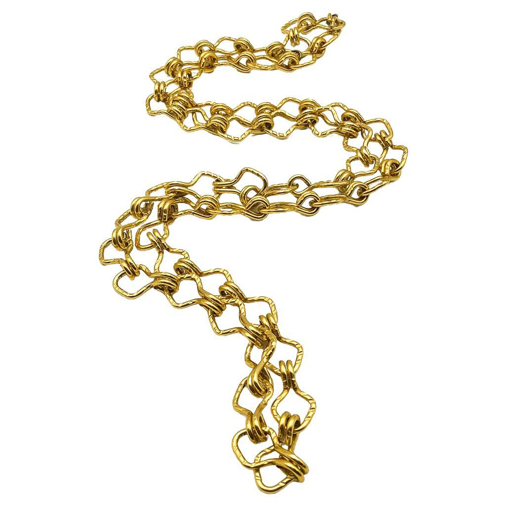 Vintage Long Hook & Eye Style Textured Chain 1960s For Sale
