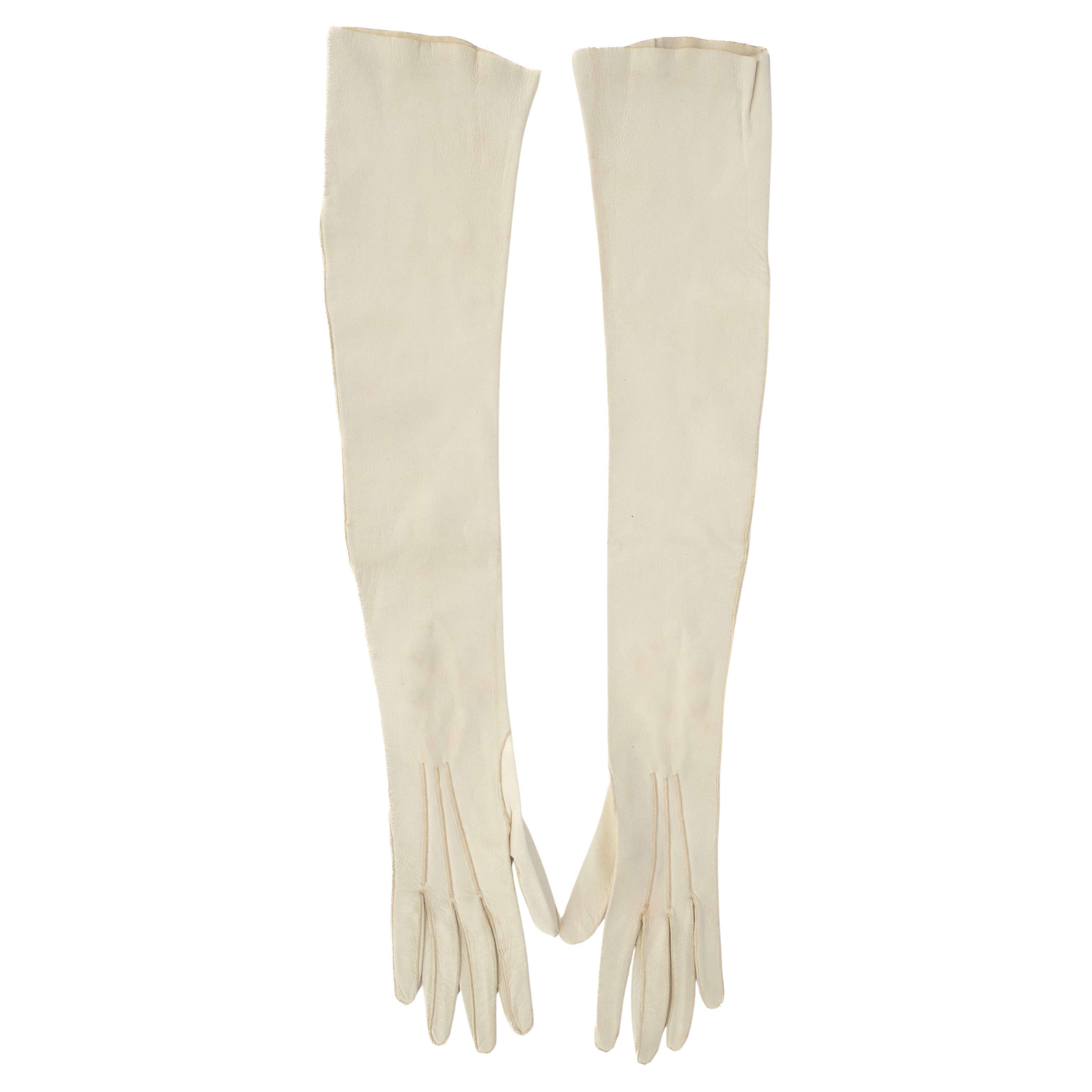 Guanti lunghi in pelle vintage