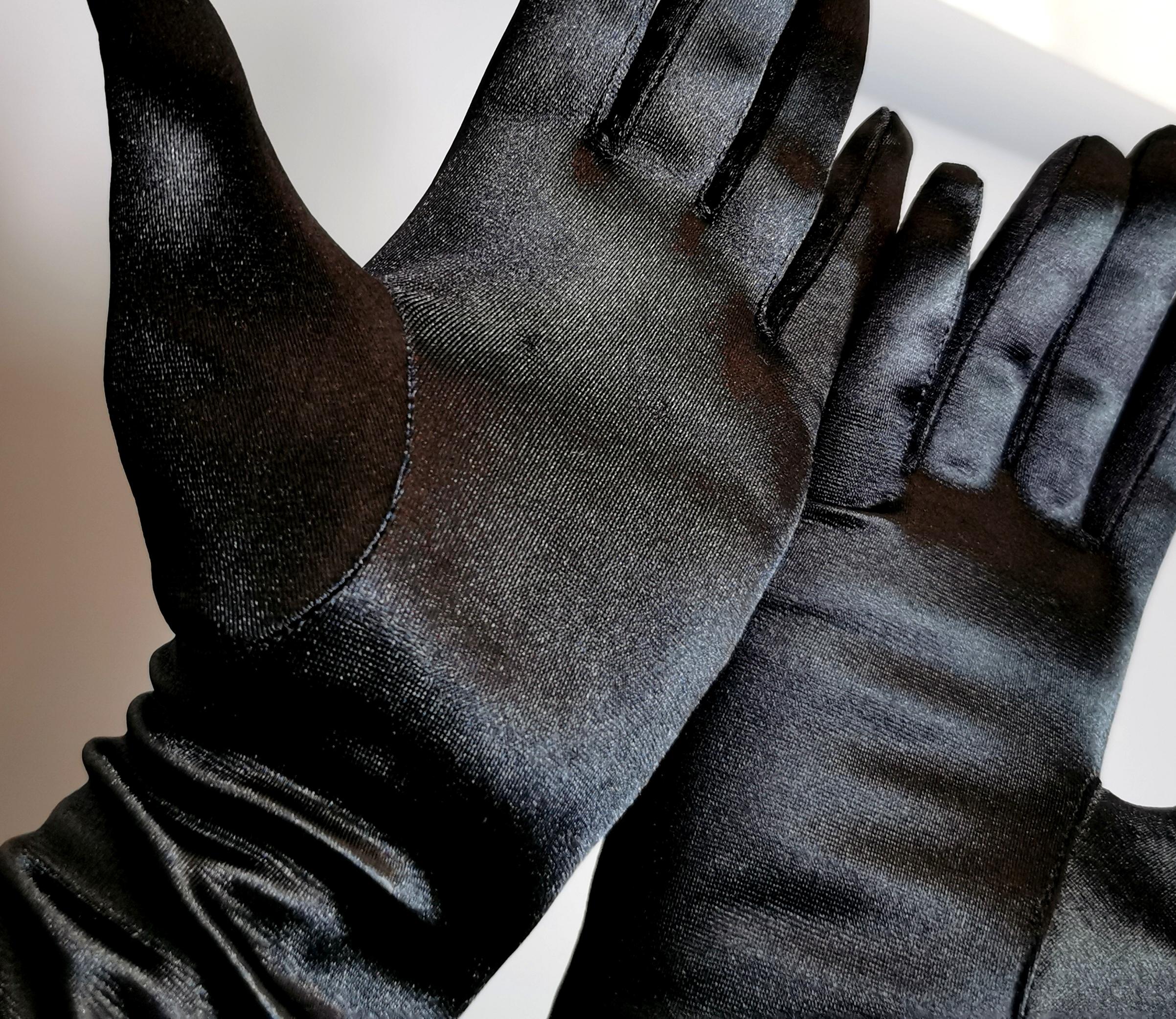 Vintage long length black opera gloves 6