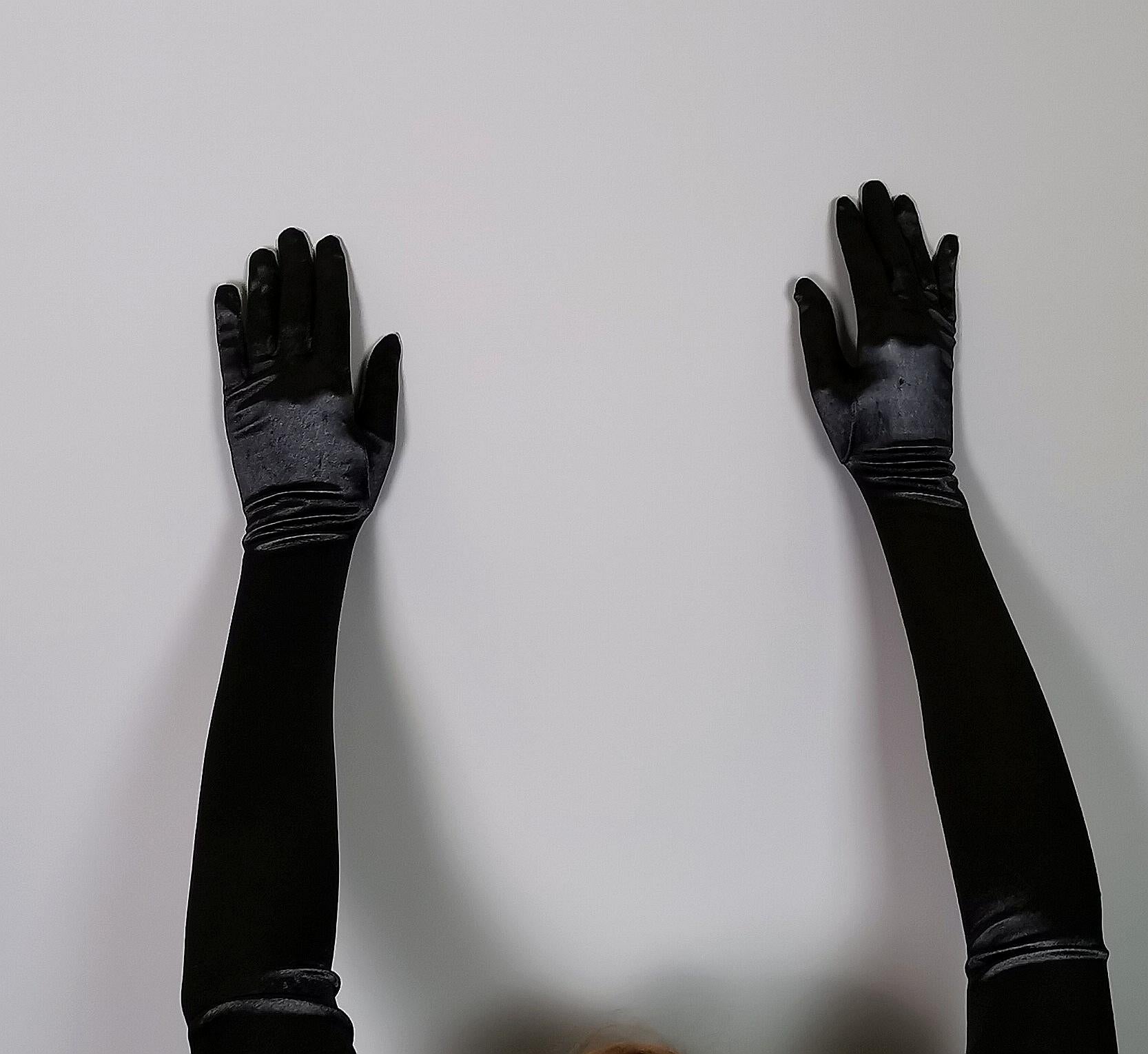 Vintage long length black opera gloves 7