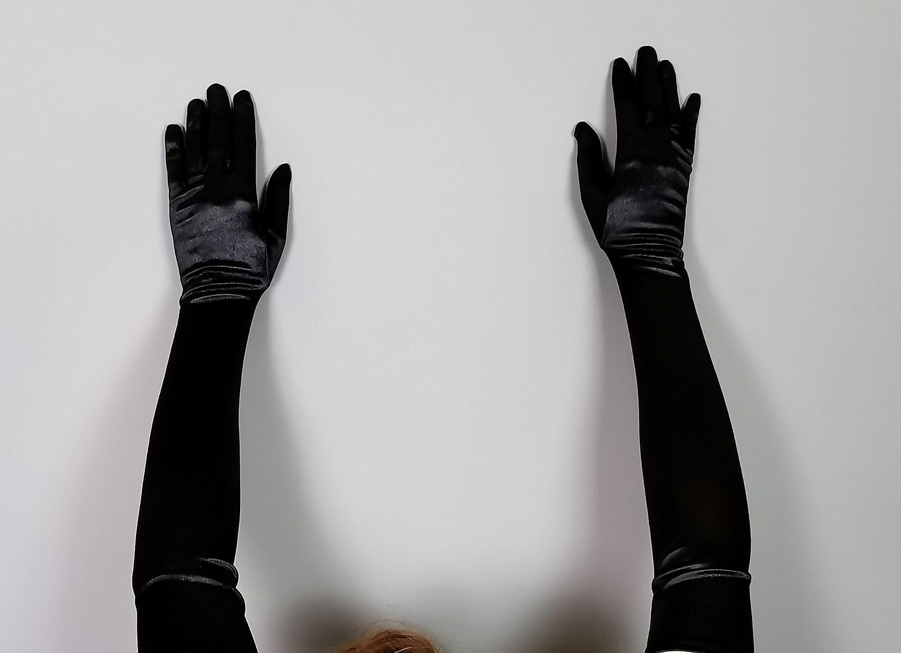 Vintage long length black opera gloves 8