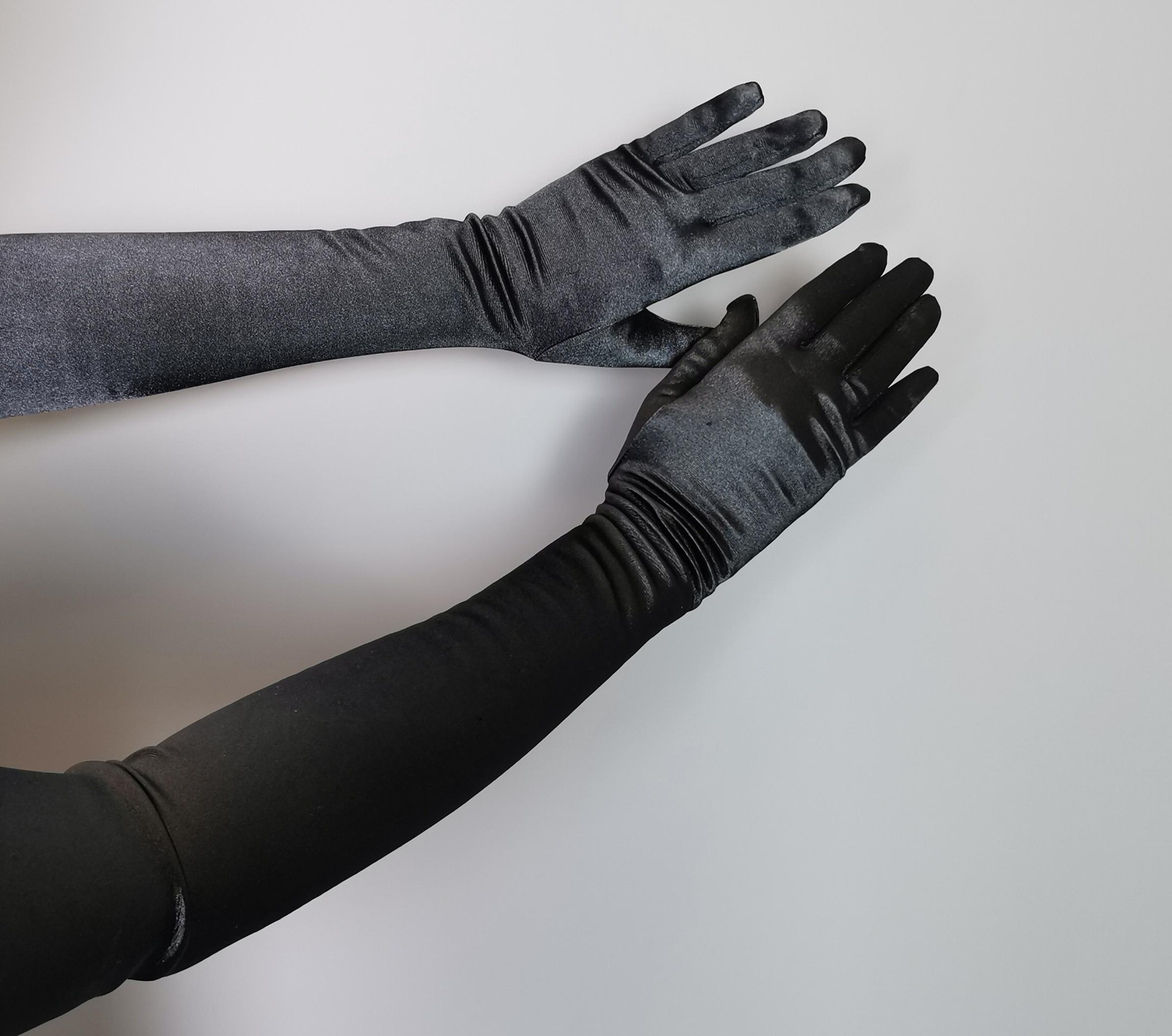 Vintage long length black opera gloves 9
